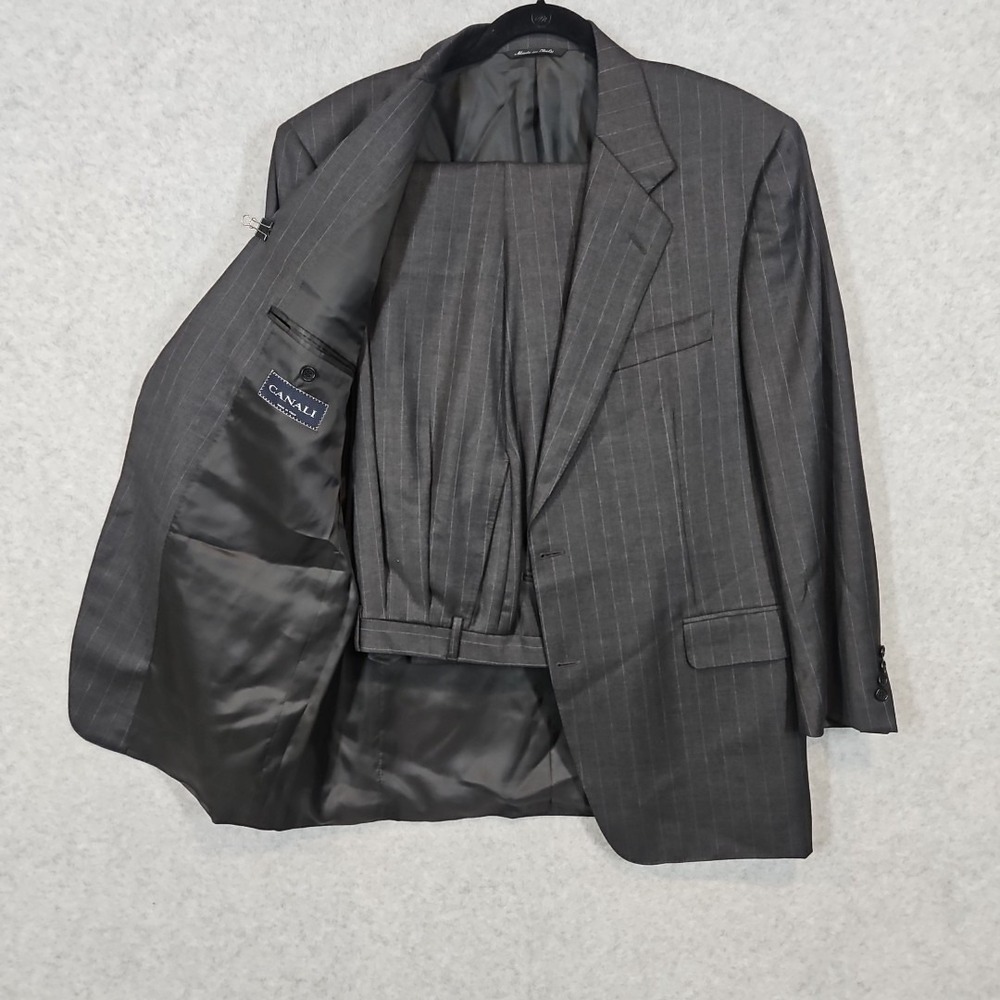 Canali Suit Mens 54R Charcoal Pinstripe Wool Made in Italy H Stockton Atlanta